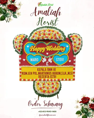 Karangan Papan Bunga Pernikahan di Cimohong